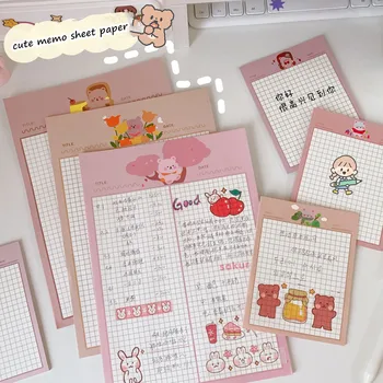 

MINKYS Kawaii 30 Sheets Cute Bear Grid Memo Sheet Note Paper Daily To Do It Check List Notepad Paperlaria School Stationery
