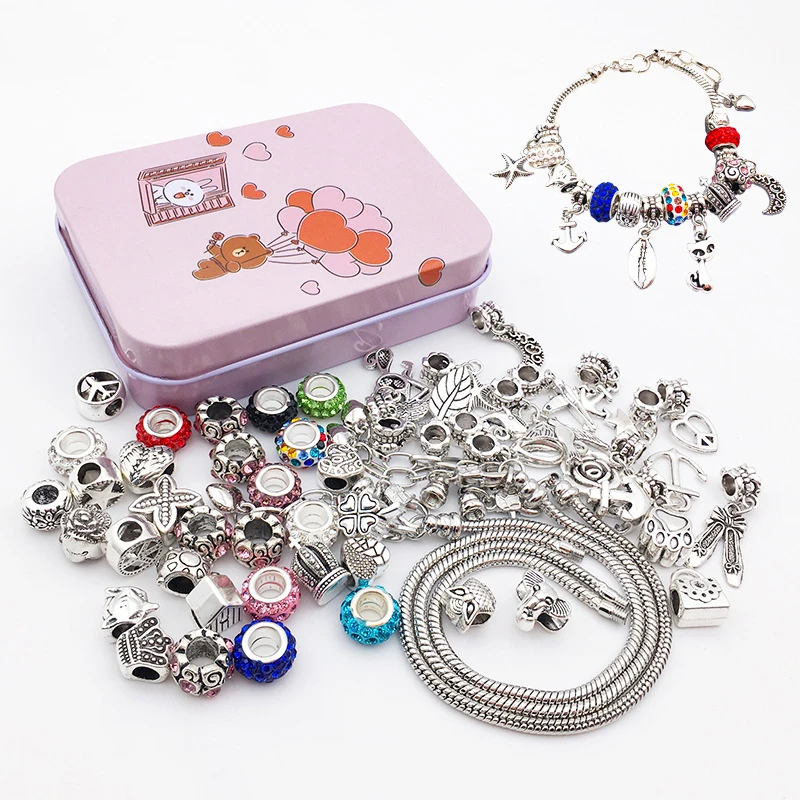 de 3 piezas de pulsera Pandora para niños, Kit de accesorios de abalorios, pulsera para hacer joyas, conjunto de manualidades, regalos de navidad|Piezas de cierre y matarial de joyería| - AliExpress