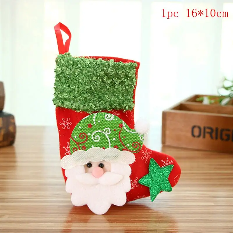 Рождественские чулки, носки, кошка, собака, лось, Navidad, год, мешок для конфет Рождество, украшения, рождественские елки, вечерние подарочные сумки для детей - Цвет: 1pc 16x10cm