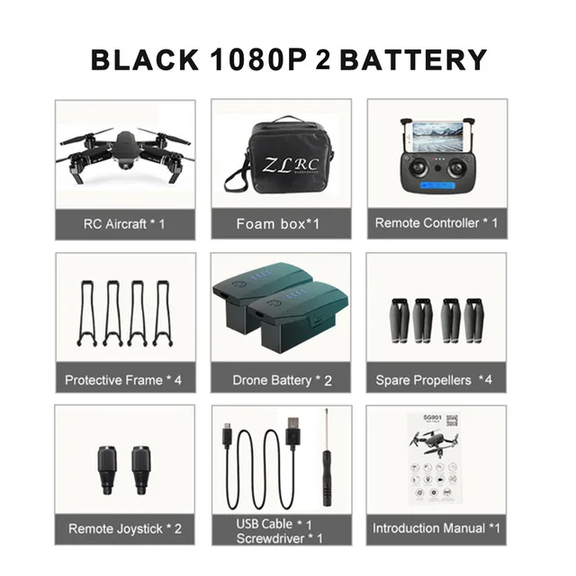 1080p 2B with bag Горячая SG901 Дрон 4K двойная HD камера wifi FPV оптический поток складной Квадрокоптер Профессиональный следущий за мной вертолет селфи Дрон - Цвет: 1080p 2B with bag