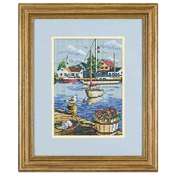 

Gold Collection Lovely Counted Cross Stitch Kit Dockside View Harbour Bay City Town dim 06819