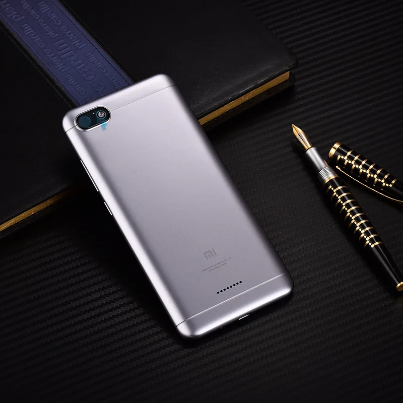 gray Для Xiaomi redmi 6A задняя крышка батарейного отсека Корпус пластиковая настоящая панель с объективом для камеры+ средняя рамка для redmi 6A - Цвет: gray