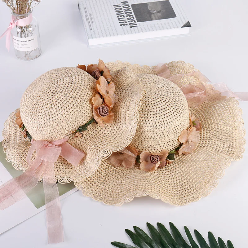 

Hat Women's Korean-style New Style Parent And Child Straw Hat Outdoor Outing Casual Versatile Beach Hat College Style Sun Protec