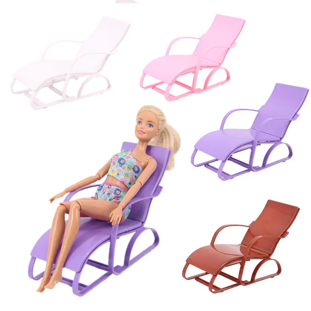 Doll Barbies Dollhouse Furniture Beach Lounge Chair For Barbies Doll Dream House Garden Beach