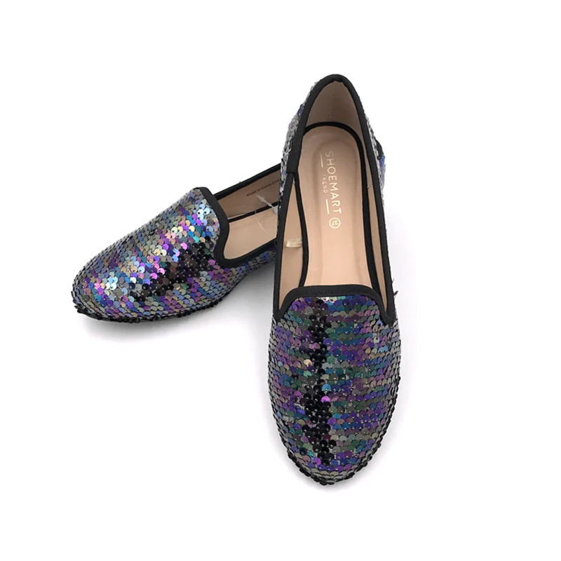 

leisure autumn bling bling fly weave loafers glitter colorful sequins slip on lazy shoes all match flats single shoes moccasins