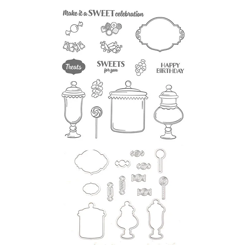 

Sweet candy Transparent Clear Stamps/coordinating die for DIY Scrapbooking/Card Making/Kids Christmas Fun Decoration Supplies