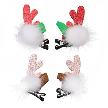 

2 Pairs Chic Cute Lovely Children Headdress Hairpins Christmas Hair Clips Antlers Hairpins for Girl Party Children Holiday