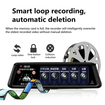 

TIOODRE 10 inches Touch Screen Car Stream Media Dash Camera 720p Video Recorder Rearview Mirror Rear Camera