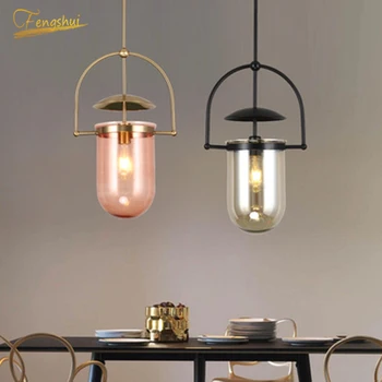 

Nordic Designer LED Wrought Iron Pendant Lamp Modern Glass Pendant Lights for Attic Kitchen Dining Room Living Room Hanging Lamp