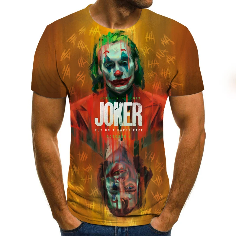 

New Hot Sale Clown T Shirt Men/women Joker Face 3D Printed Terror Fashion T-shirts Cool Character joker Harajuku Clothing
