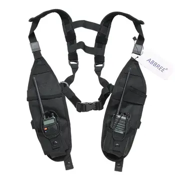 

Abbree Double Radio Pockets Shoulder Holder Harness Vest For Two Way Radio Baofeng UV-5R 888S 82 BF-F8HP Rescue Essentials
