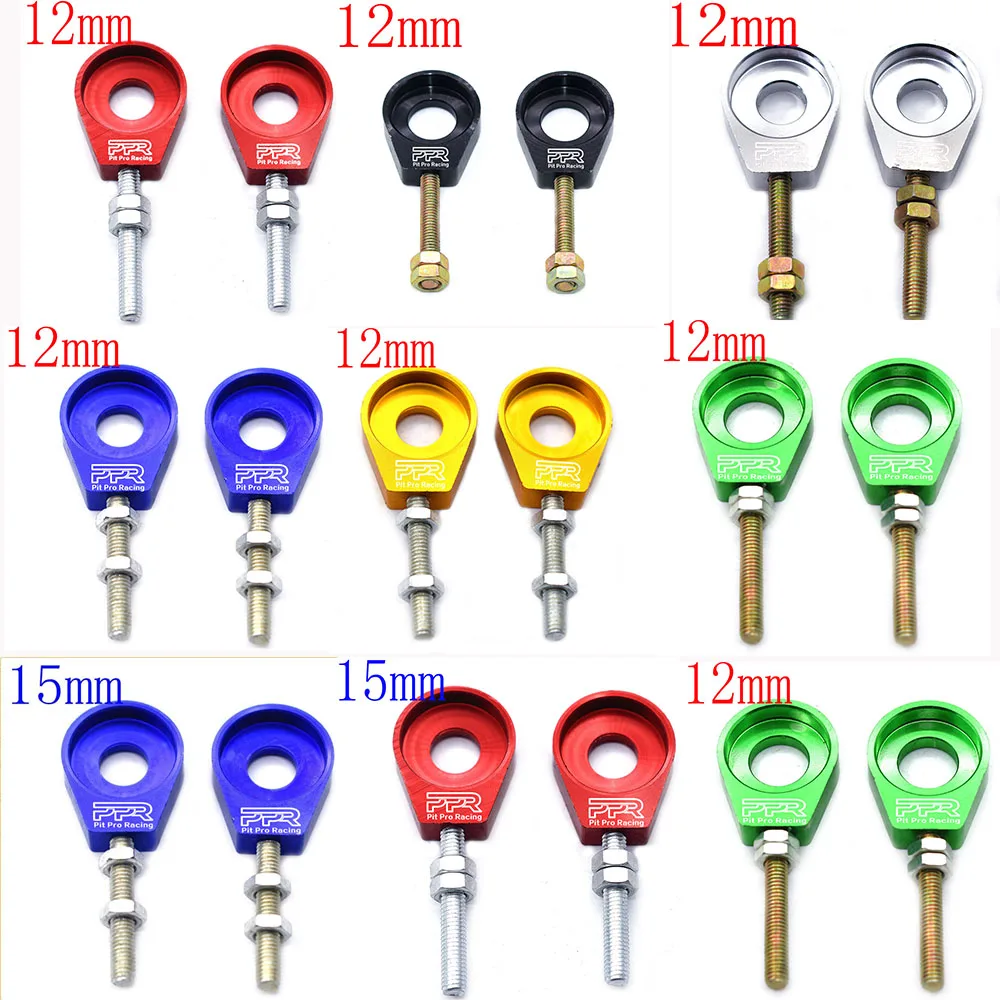 Aluminum Chain Tensioner Adjuster 110cc 125cc 140cc for Dirt Bike Pit ATV Motorcycle Scooter 12mm or 15mm Rear Wheel axle hole motorcycle chain tensioner pulley