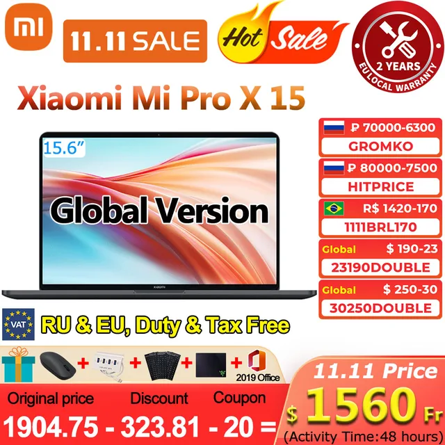 Xiaomi Mi Pro X 15 Laptop i5-11300H/16G/512GB & i7-11370H/32GB/1TB RTX3050Ti 3.5K E4 OLED Screen 2021 Global Version Notebook PC 1
