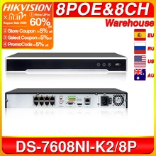 Hikvision המקורי NVR DS 7608NI K2/8P 8CH POE NVR 8MP 4K שיא 2 SATA עבור POE מצלמה אבטחה רשת וידאו מקליט