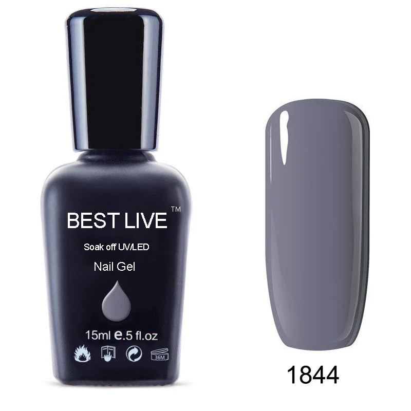 1844 BEST LIVE 15 мл УФ-гель для ногтей замачиваемый Светодиодный УФ-лак для ногтей УФ-гель для ногтей чистый цвет покрытие УФ-гель для ногтей Телесный и розовый#1546-40506 - Цвет: 1844