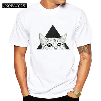 

2019 New Fashion You asleep yet Printed Men T-Shirt Short Sleeve Hipster Tops Summer Vintage Cat Design Tees