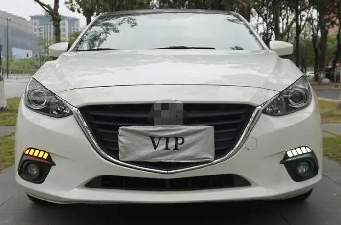 Автомобильный Стайлинг противотуманных фар для Mazda 3 Axela 12 В светодиодный DRL Дневной ходовой светильник дальнего света с затемнением и поворотным сигналом стиль реле