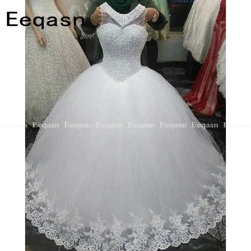 Robe de soiree, роскошное жемчужное свадебное платье принцессы, бальное платье, кружевные апликации из тюля, белое/цвета слоновой кости, платье невесты
