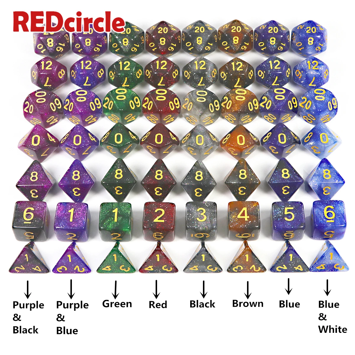 Высококачественные блестящие игральные кости Вселенная 7 шт. многоголовая игра