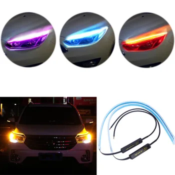 

MyHung Ultrafine Cars DRL LED Daytime Running Lights Universal White Turn Signal Yellow Guide Strip Headlight Assembly 2 pieces