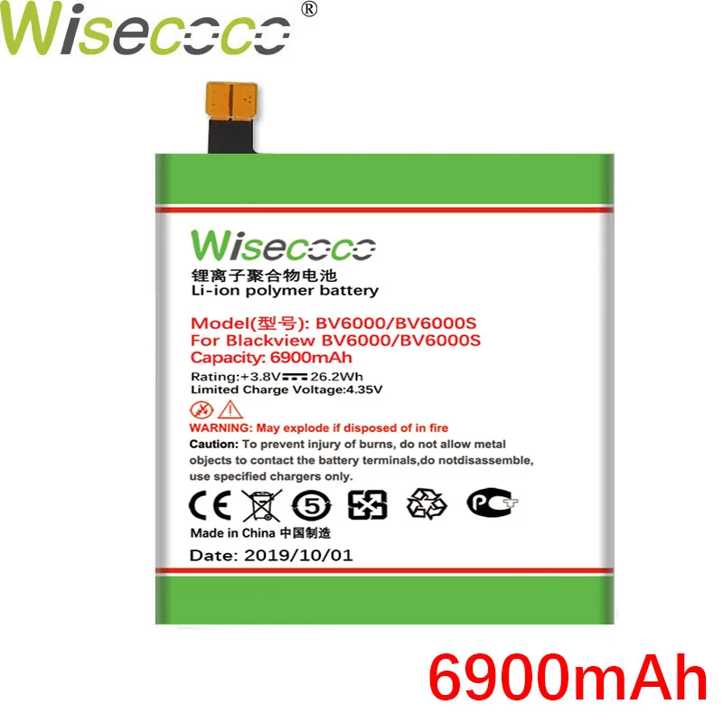 WISECOCO 6900 мАч BV6000 батарея для Blackview BV6000 BV6000S мобильный телефон последняя продукция батарея с номером отслеживания