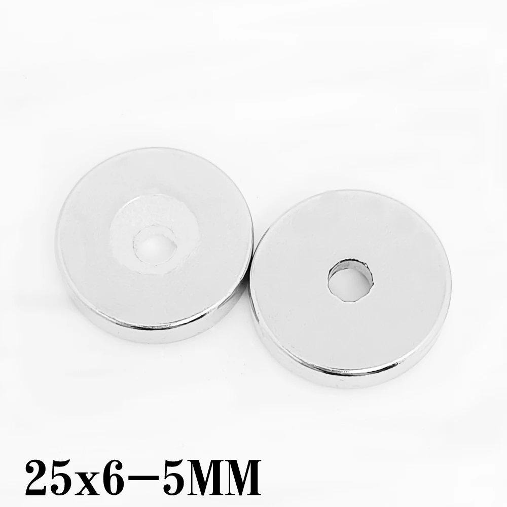 2/5/10/15/20 Pz 25X6-5 Magnete Al Neodimio Rotondo Terre Rare Forte 25*6 Fori 5Mm Disco Magnetico Permanente Svasato 25X6-5Mm 25*6-5