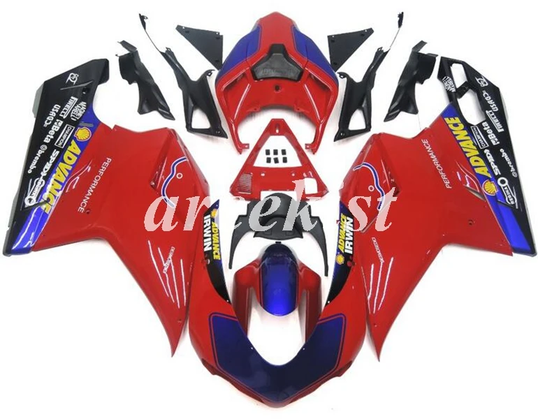 ABS полный обтекатель комплект подходит для DUCATI 848 evo 1098 1198 1098S 2007 2008 2009 2010 2011 2012 набор черный