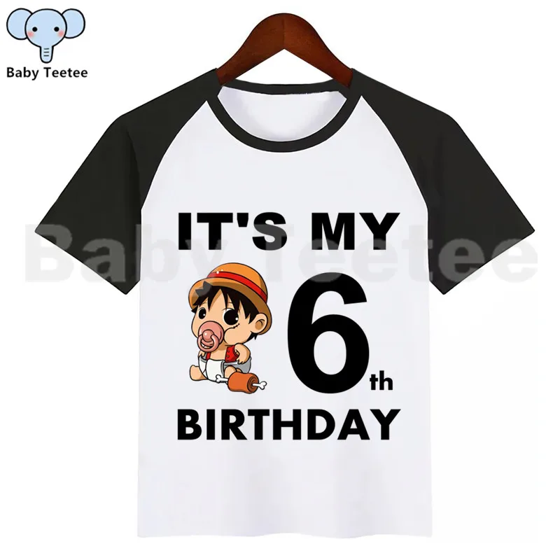 Цельнокроеная LUFFY детская футболка для дня рождения, Короткие футболки для девочек с забавным принтом Одежда для девочек вечерние футболки