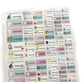 

114Pcs Cut Cartoon Cats Stickers Custom Name Tags Kids Waterproof Personalized Label For School Stationery Scrapbooking Decor