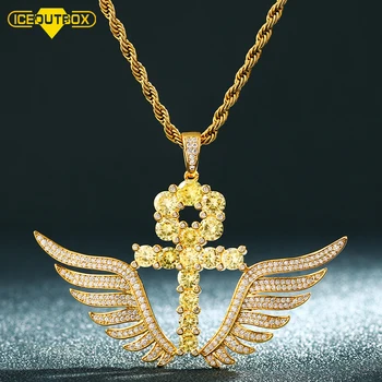

Special Allah Cross With Angel Wing Pendant Iced Out Religious Cubic Zirconia For Men's Hip Hop Jewelry Personality Muslim Islam