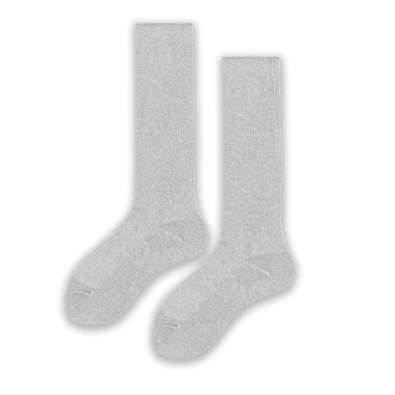 Light grey Japanese autumn and winter new hot women's solid color cotton pile stockings - Цвет: Light grey