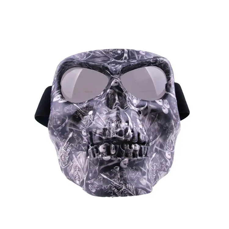 Gray gray lens Motorcycle Goggles Skull Mask Helmet Glasses Mask Ski Detachable Eyewear Scooter Helmets Mask Skate Motorcycle Goggles Mask - Цвет: Gray gray lens