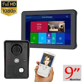 

9 Inch Wireless Wifi Smart IP Video Doorbell Intercom System ,1xTouch Screen Monitor with 1x1080P Wired Door Phone Camera