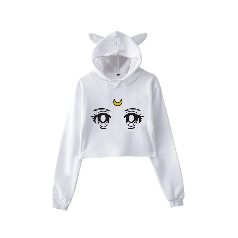 Сейлор Мун Харадзюку Толстовка корейский стиль ulzzang kawaii 90s мультфильм одежда пуловеры новые негабаритные с капюшоном уличная