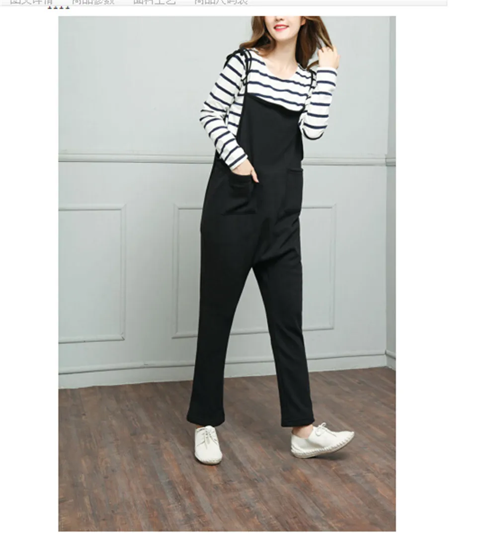 Pants Maternity Clothings Pregnant casual loose outer wear maternity jumpsuit cotton+nylon gray,black Long women bib pants
