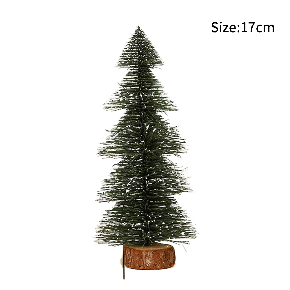 

Tabletop Ornament Wooden Base Christmas Tree Gift Green Artificial Flocking Party Decoration Stand Home DIY Mini