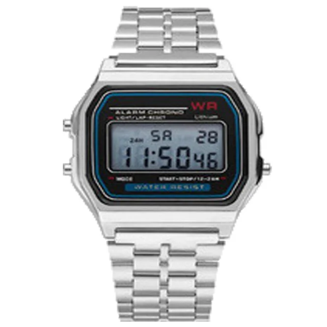 Серебристый Explosion models LED electronic watches fashion personality steel belt Harajuku style watch multi-function ladies watch - Цвет: Серебристый