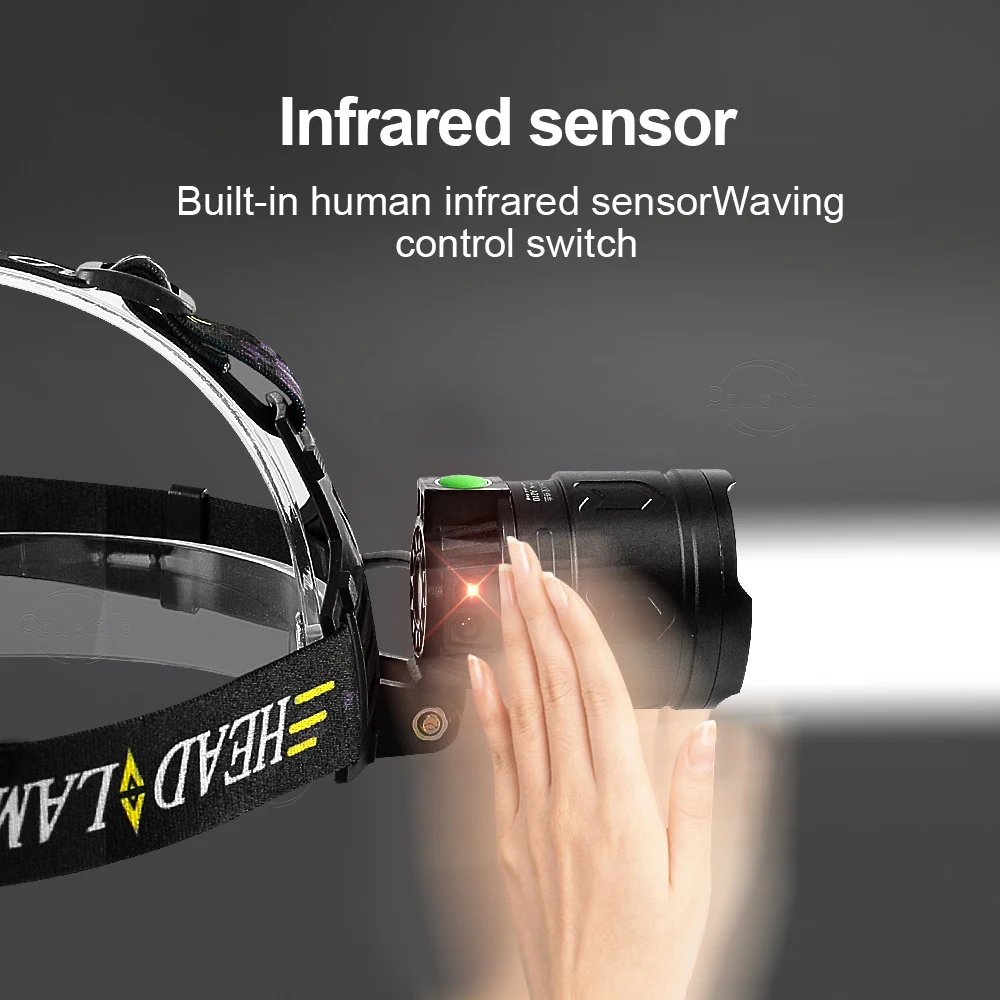 2021 Mới Nhất H5 Mạnh Led XHP90.2 Cảm Ứng Đèn LED Đèn Pha 18650 Đầu Đèn Pin Sạc USB Đầu Đèn Đèn Pin 18H