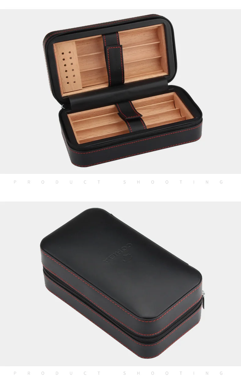 Cohiba дорожный портативный хьюмидор коробка кожаный чехол для сигар из кедрового дерева с увлажнителем для сигар аксессуары для табака