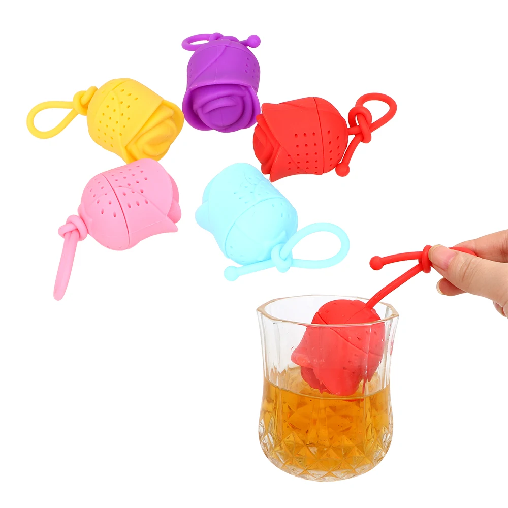 

Rose Silicone Infuser Filter Tea Ball Herbal Spice Environmental Sanitation Tea Strainer Tea Infuser Loose Leaf
