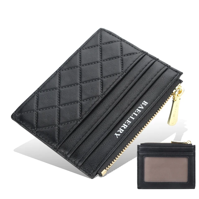 Women Small Wallet Credit Multi-Card Holder Package Fashion PU Function Zipper Ultra-Thin Organizer Case Student Lady Coin Purse black