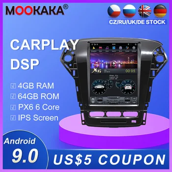 

Tesla style vertical android 9.0 Car GPS Nagavition for Ford Mondeo MK4 2011-2013 AUTO or Manual A/C Car radio CARPLAY 4+64GBPX6