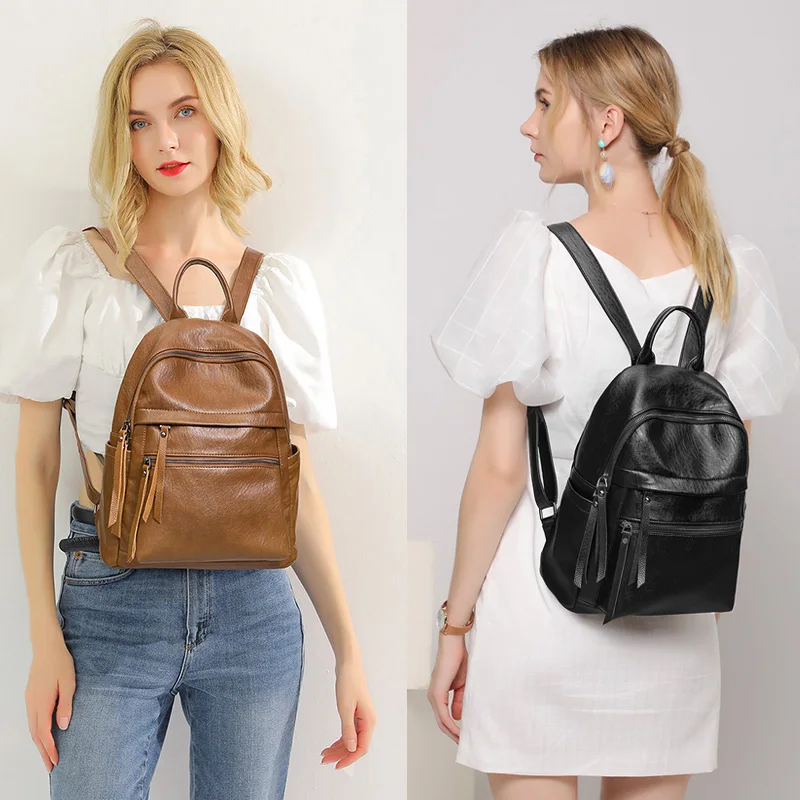 

Luxury Backpack Women Bags Designer High Quality Vintage Soft Leather School Backpacks Female Shoulder Bags Bagpack For Girls