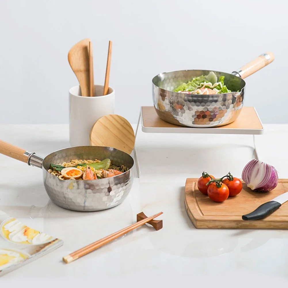 Жарочный суп со стеклянной крышкой, кухонный горшок для лапши, варить кухонный ковш для молока, антипригарный, с плоской подошвой, сахар, японский стиль, алюминиевый сплав