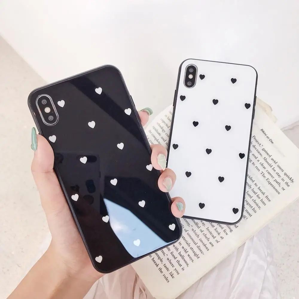 

Simple glass material love pattern waterproof case For iPhone 11 Pro Max XR XS Max XS 7 8 plus 6 6s 6splus for men women