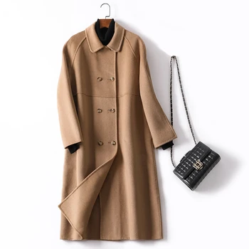 

High-end New Cashmere Long Woolen Coat Design Winter Double breasted Warm Overcoat Elegant Double-sided Wool Coat Ladies Coats