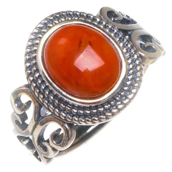 

Natural Nanjiang Red Agate Opening Hollow Out Handmade 925 Sterling Silver Ring 7.5 D1030