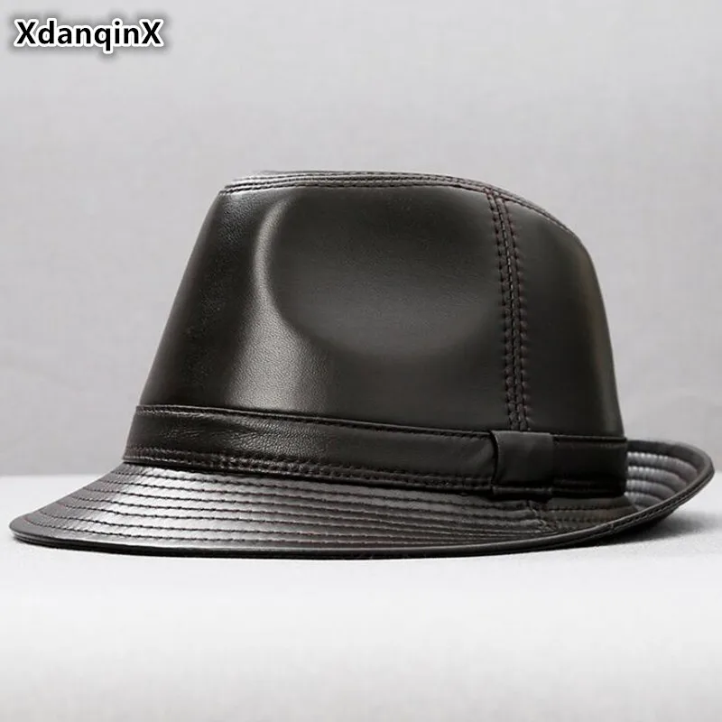 Мужские шапки из натуральной кожи XdanqinX черные овчины в стиле джаз для осени и