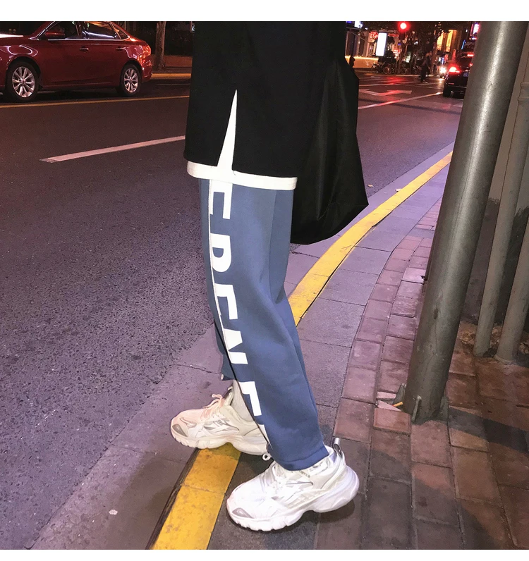 Plus Velvet Thick Joggers Pants Men's Fashion Letters Printed Casual Sweatpants Men Street Wild Hip Hop Loose Trousers Mens