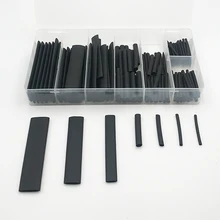 127pcs/set Polyolefin Heat-Shrinkable For Cables Tubing 2:1 Retractable Black Glue Weatherproof Shrink Tube Car Cable Sleeving